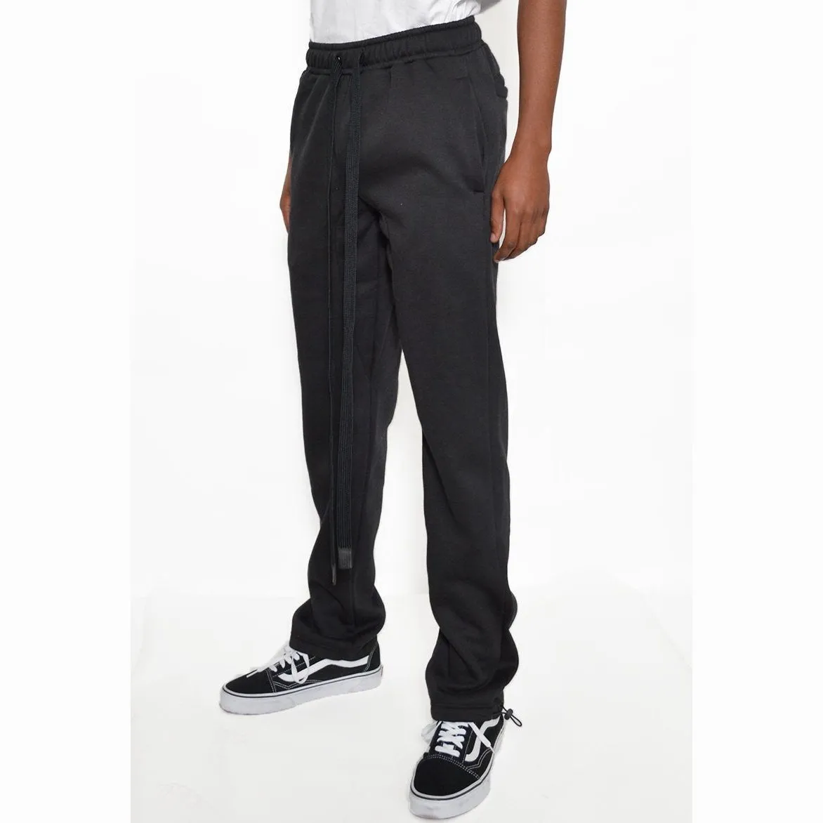 Black Cotton Fleece Toggle Sweatpants