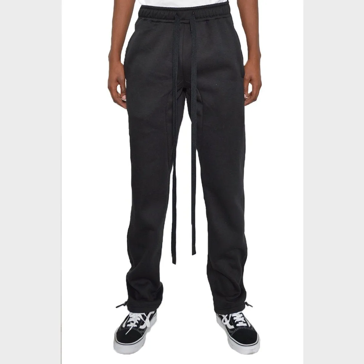 Black Cotton Fleece Toggle Sweatpants