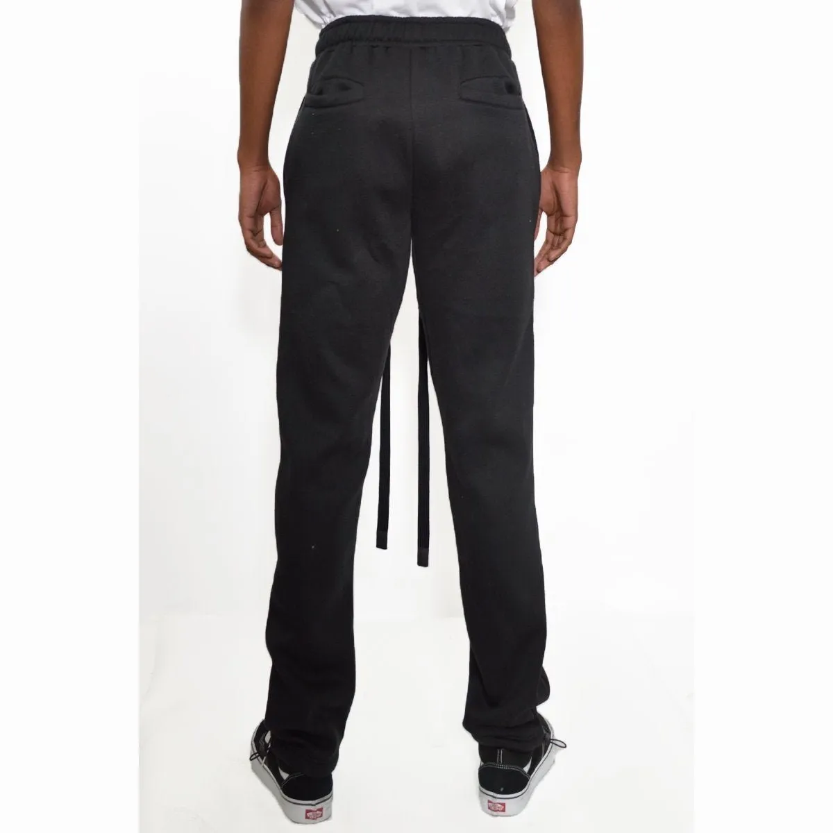 Black Cotton Fleece Toggle Sweatpants