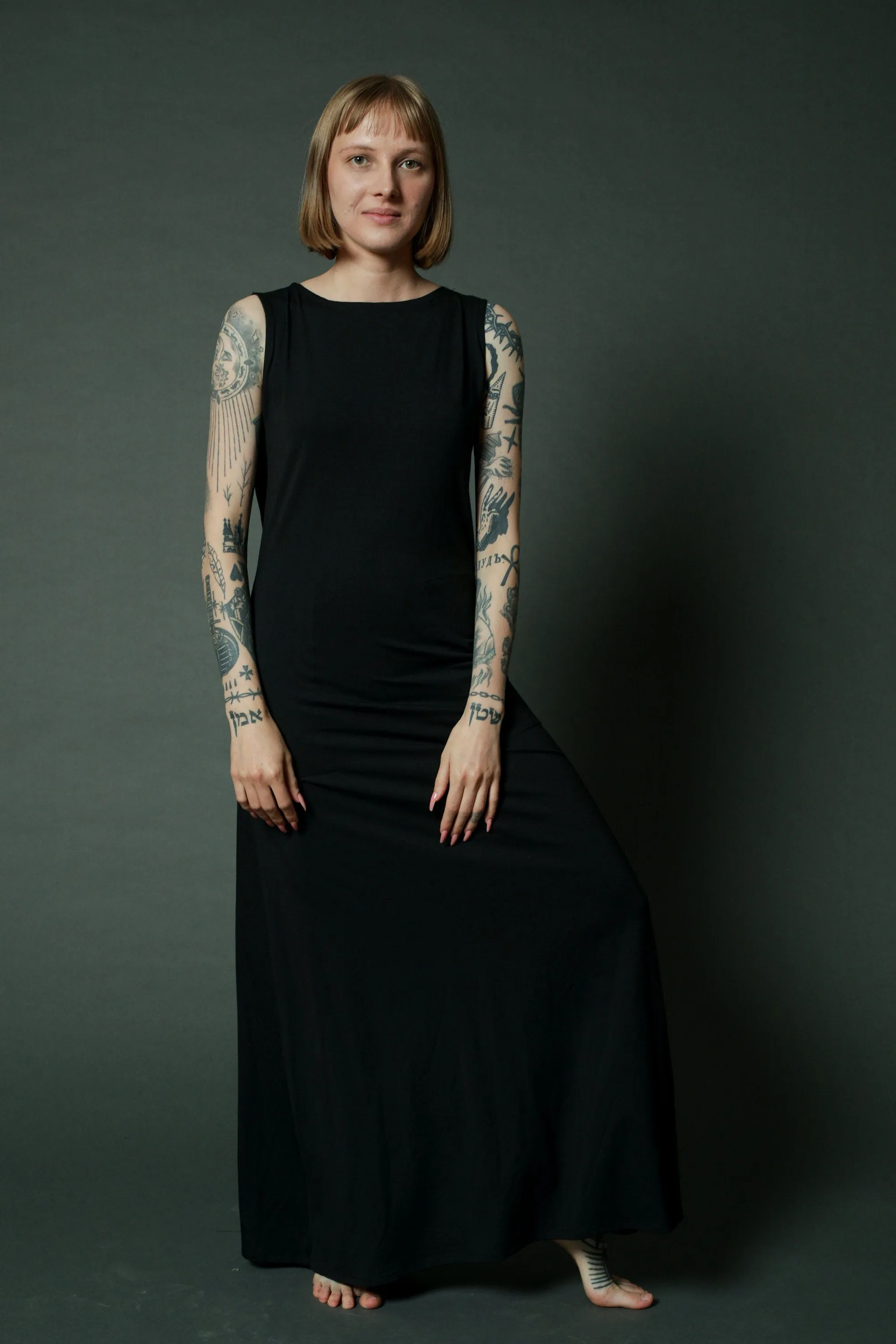 Black Maxi Dress with extra long hoodie