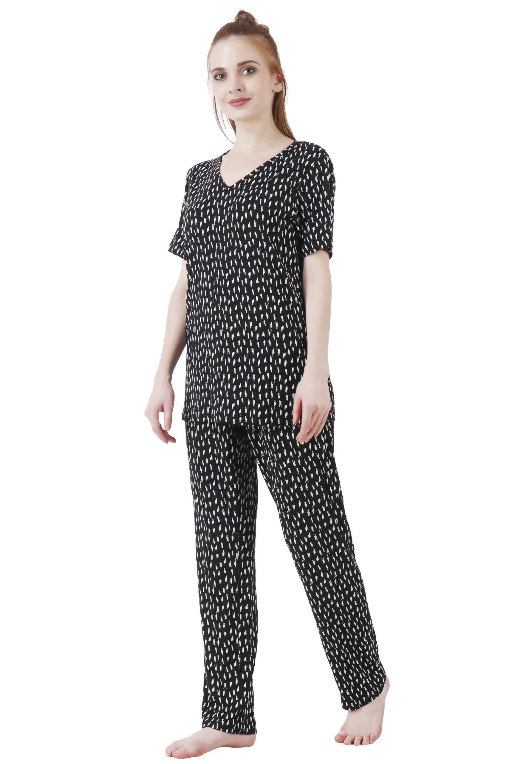 Black Rain Printed Night Suit Set