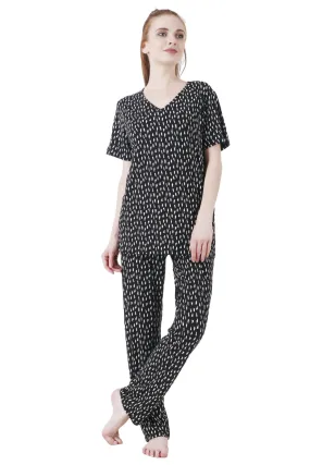 Black Rain Printed Night Suit Set