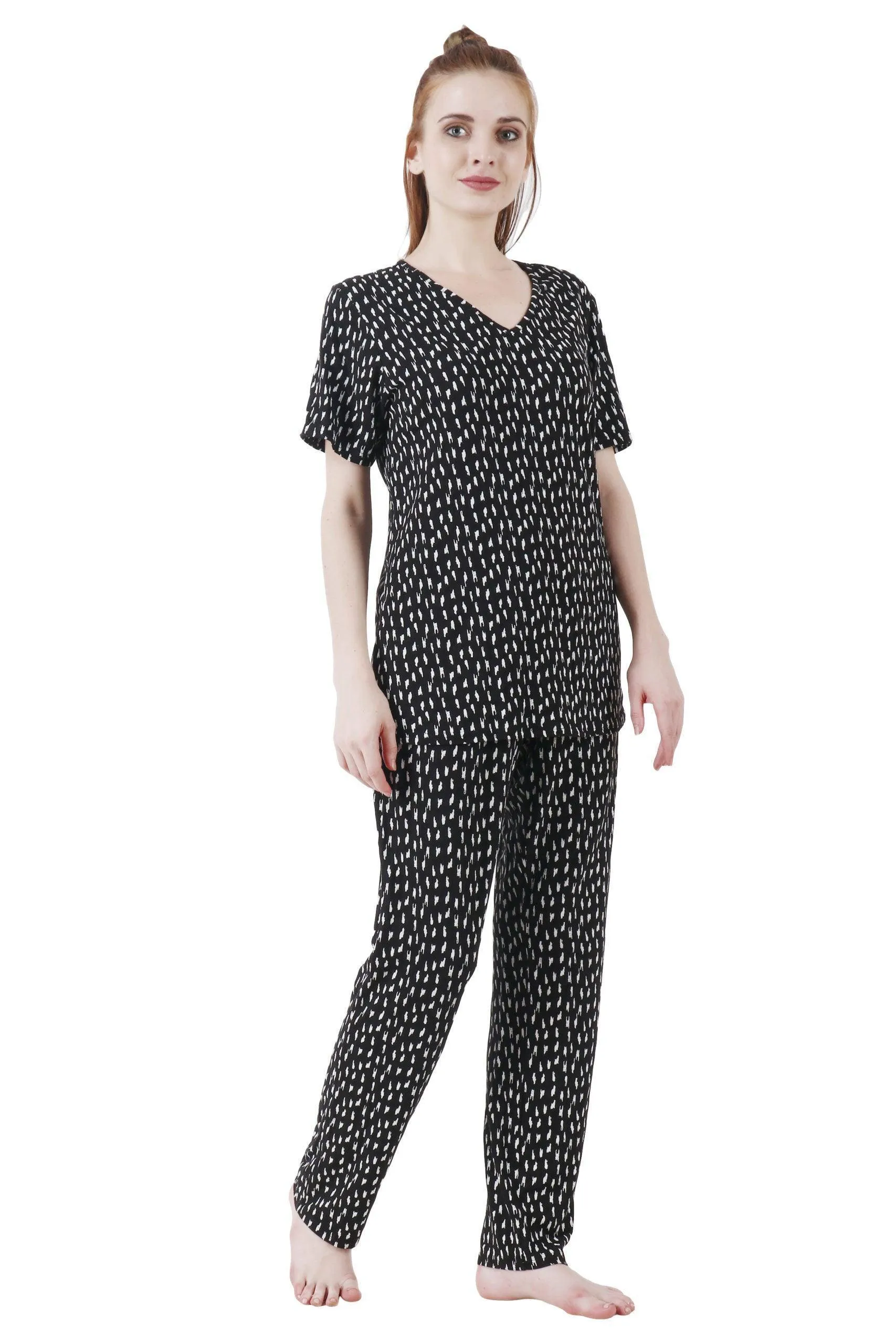 Black Rain Printed Night Suit Set