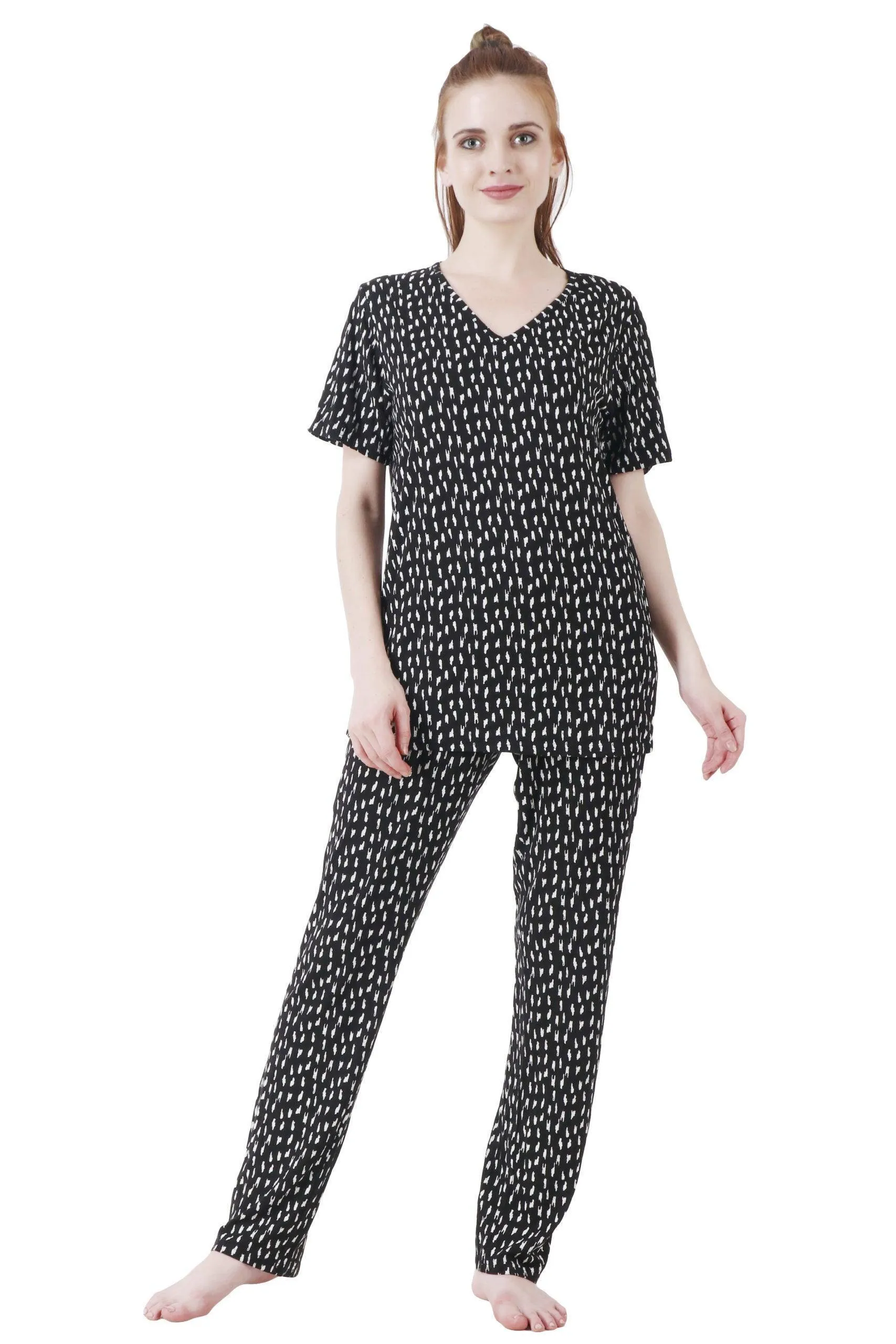 Black Rain Printed Night Suit Set