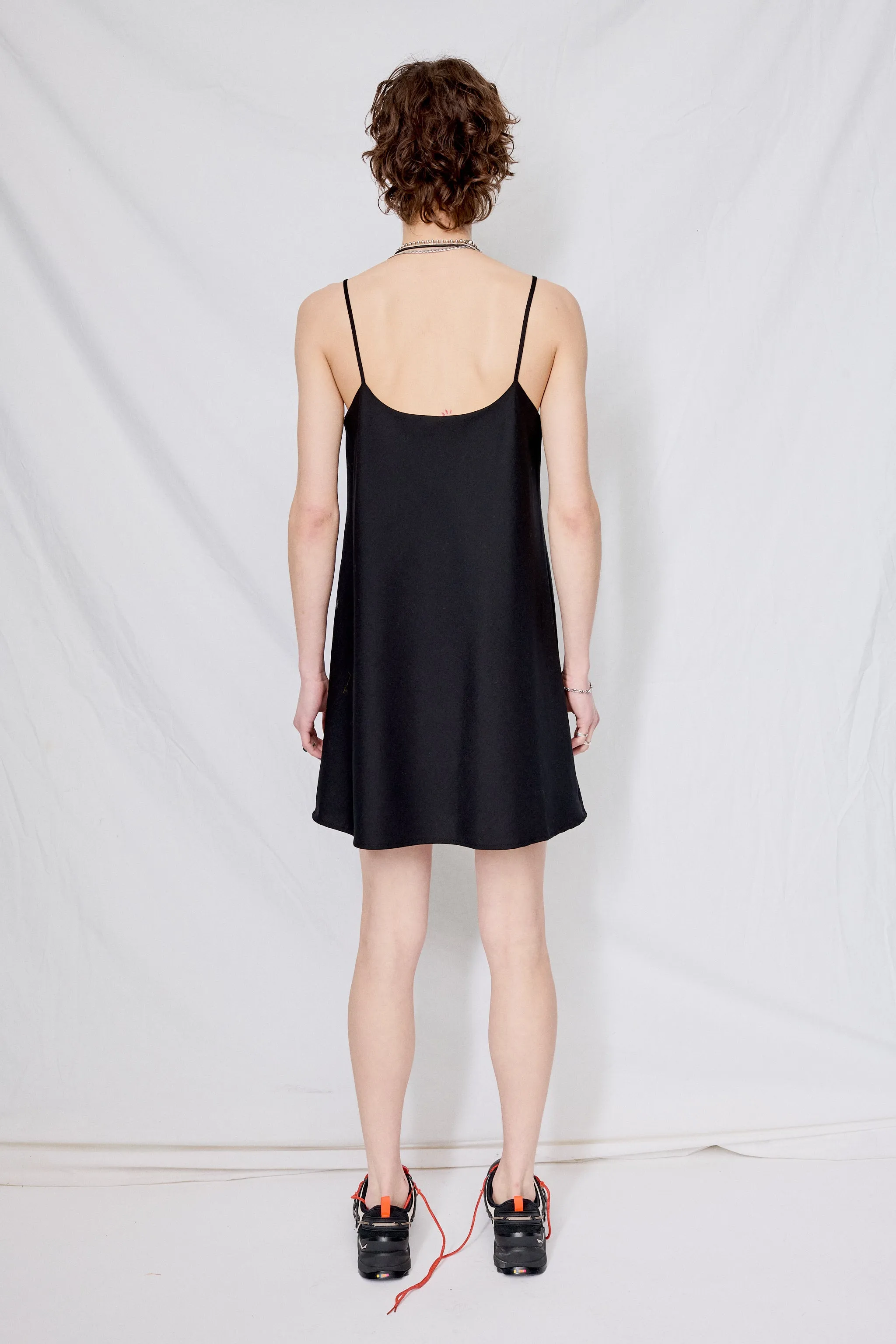 Black Suiting Pin Swing Dress