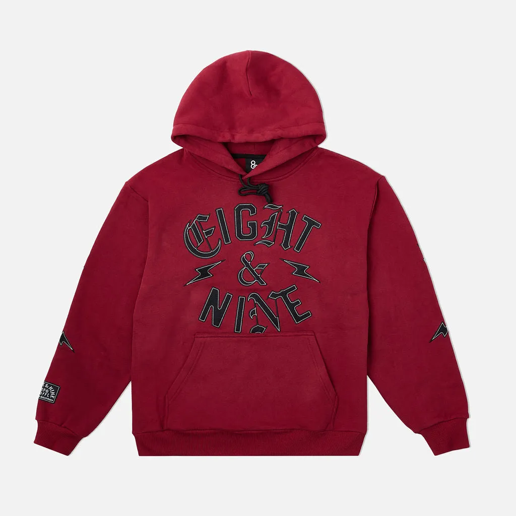 Blaze Felt Applique Hoodie Burgundy