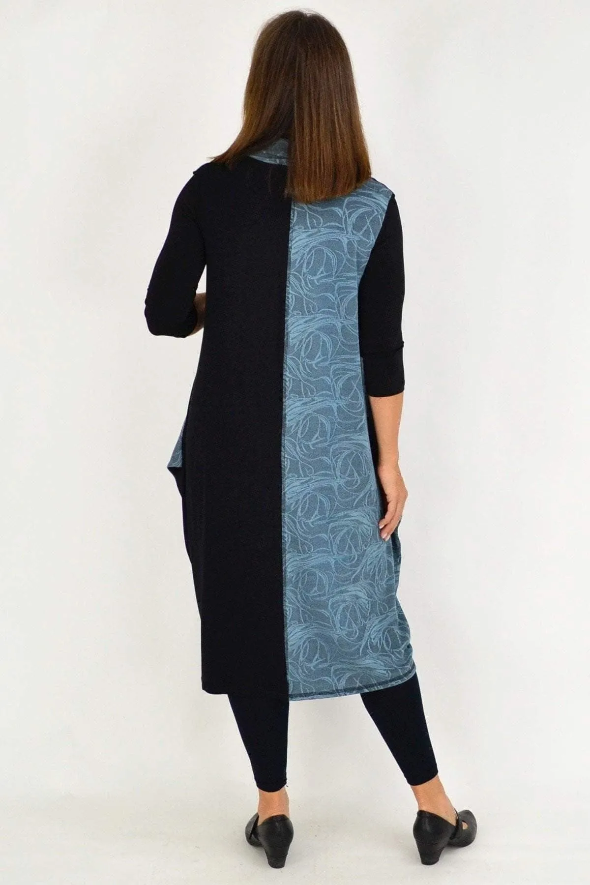 Blue Swirl Sleeveless Winter Tunic Dress