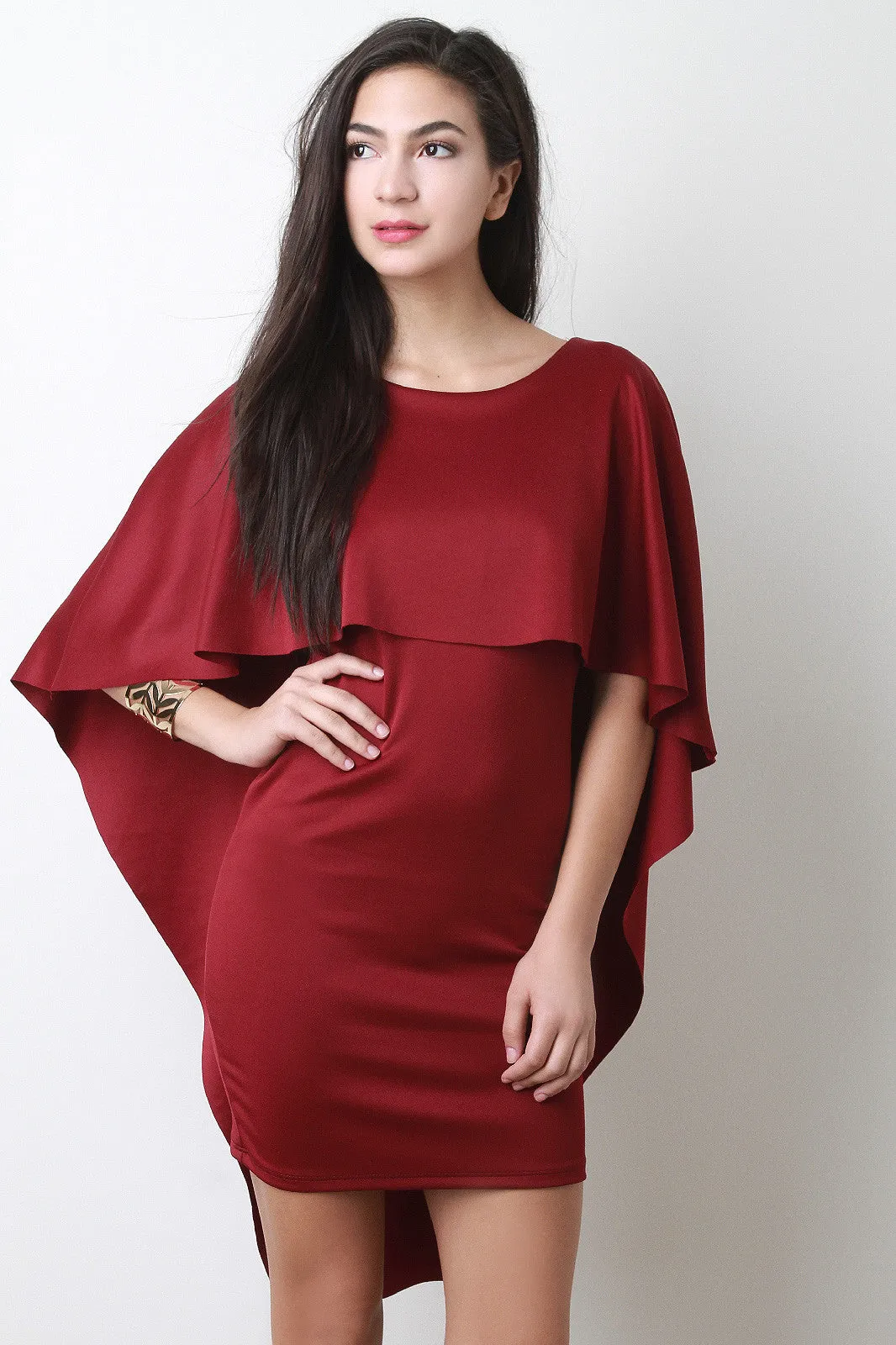 Bodycon Mini Cape Dress