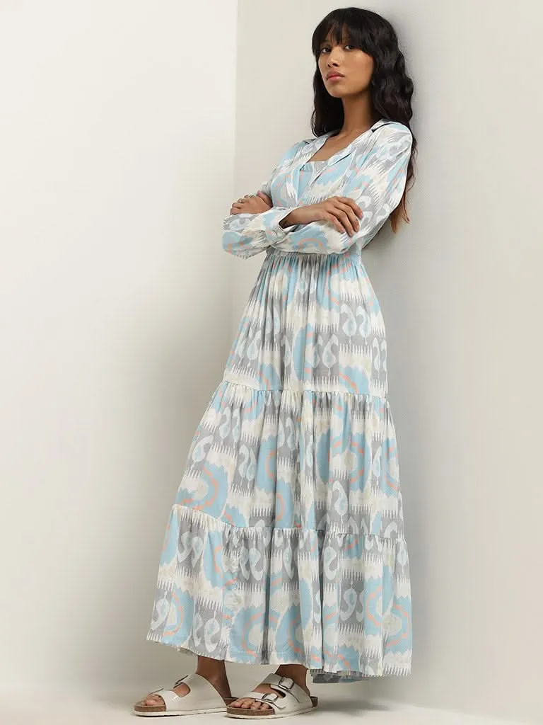 Bombay Paisley Blue Paisley Design Tiered Dress and Jacket