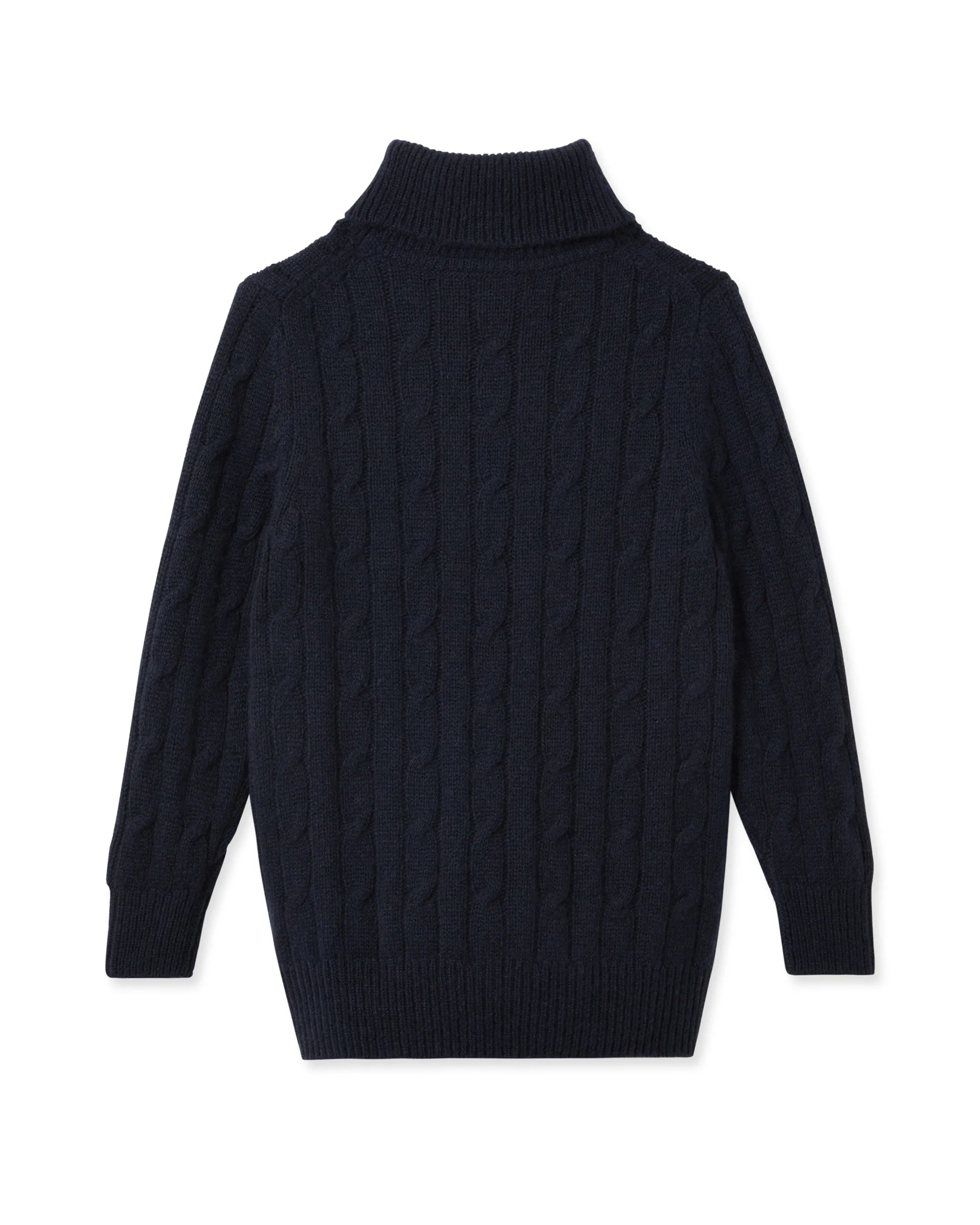 Boys Cable Roll Neck Cashmere Jumper Navy Blue