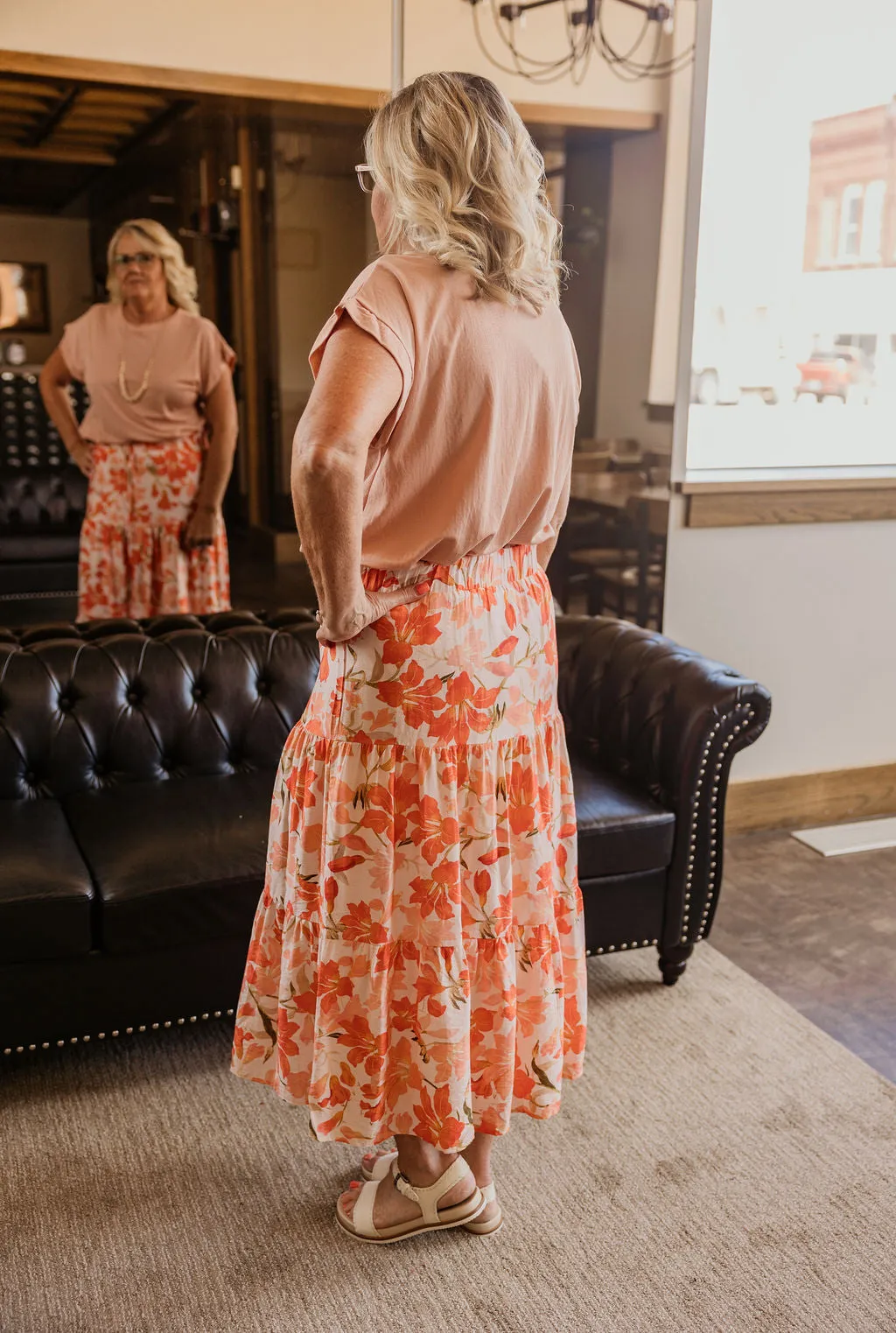 BRAELYN CORAL FLORAL BOHO SKIRT