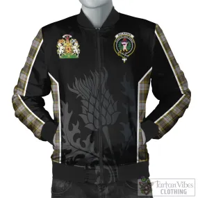 Buchanan Dress Tartan Bomber Jacket with Family Crest and Scottish Thistle Vibes Sport Style