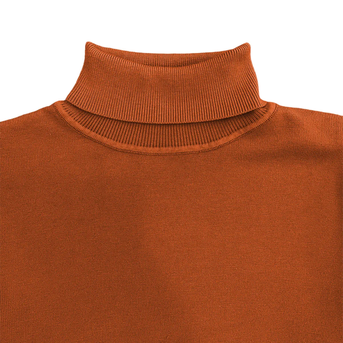 Burnt Orange Mens Long Sleeve Knit Turtleneck Sweater