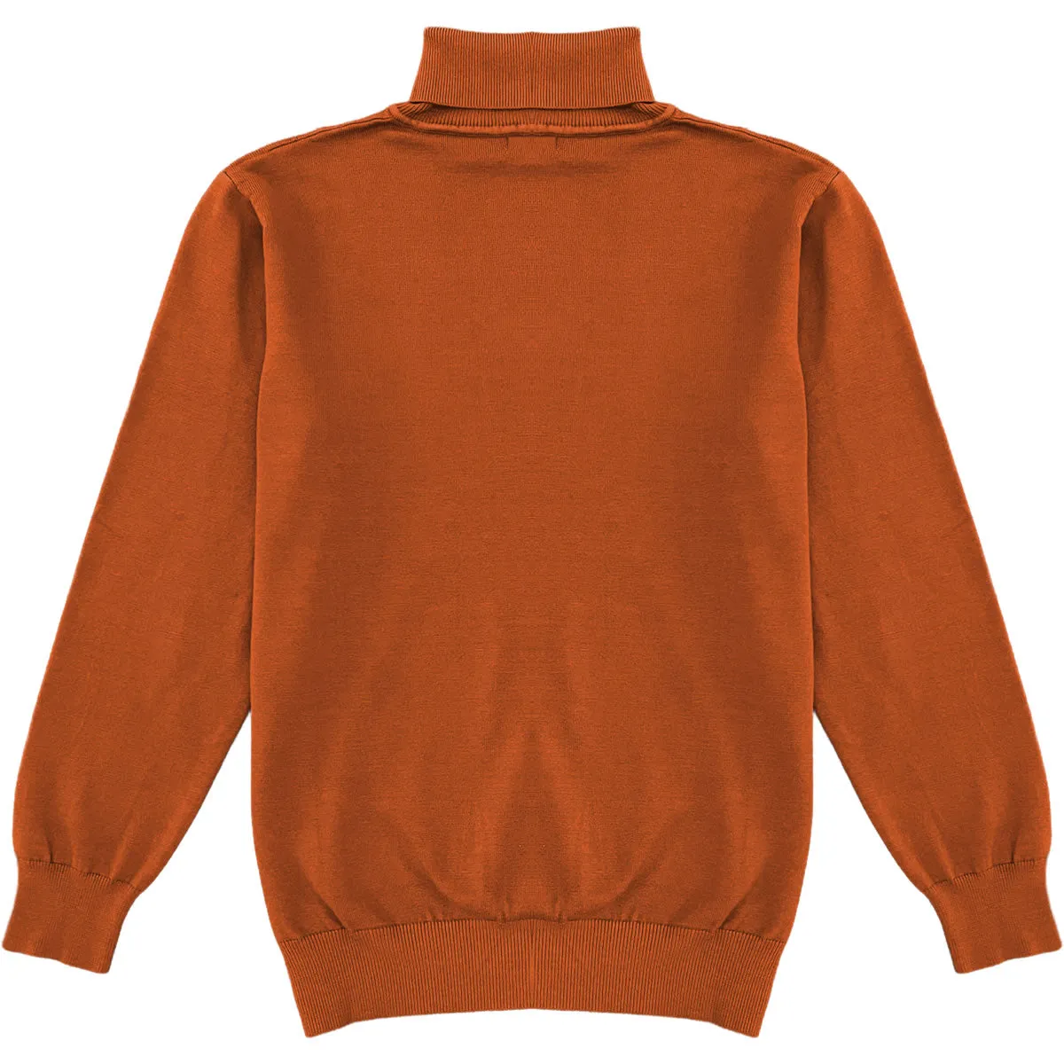 Burnt Orange Mens Long Sleeve Knit Turtleneck Sweater