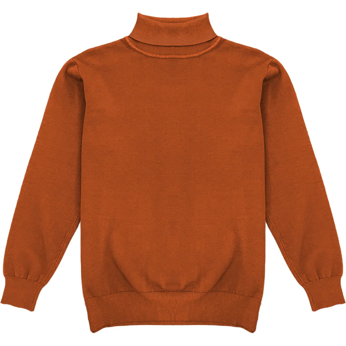 Burnt Orange Mens Long Sleeve Knit Turtleneck Sweater