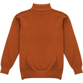 Burnt Orange Mens Long Sleeve Knit Turtleneck Sweater