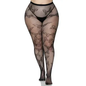 Butterfly Net Tights - 1x/2x - Black