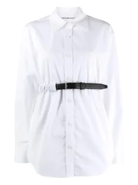 Button Down Belted Tunic In Cotton