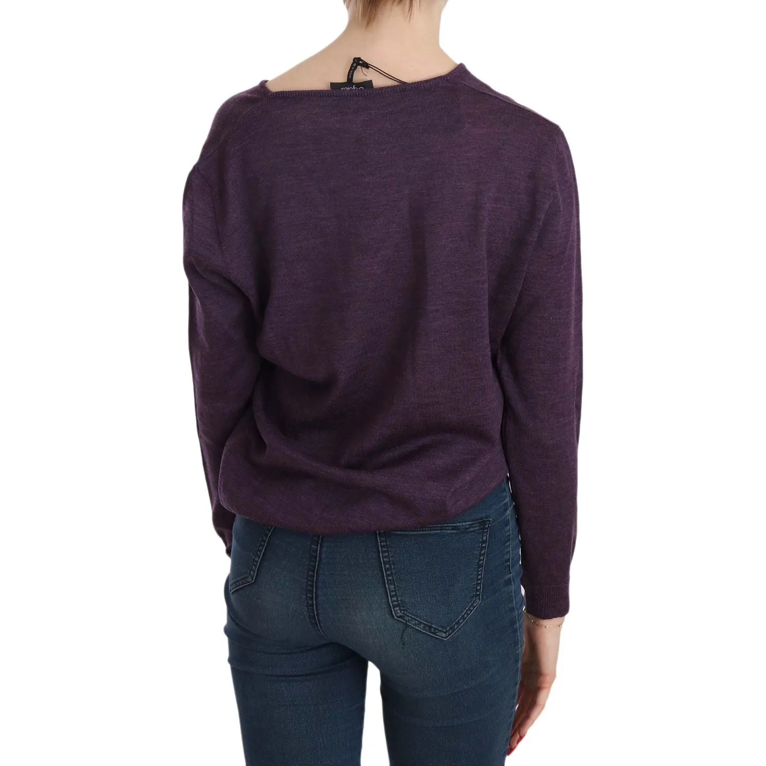 BYBLOS Elegant Purple V-Neck Wool Blouse