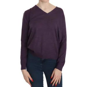 BYBLOS Elegant Purple V-Neck Wool Blouse