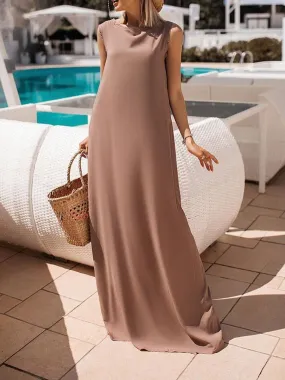 Casual Sleeveless Solid Color Dress