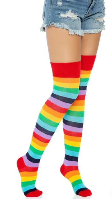 Cherry Rainbow Thigh High Socks- O/S