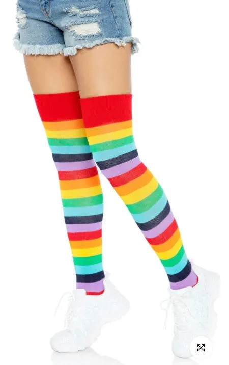 Cherry Rainbow Thigh High Socks- O/S