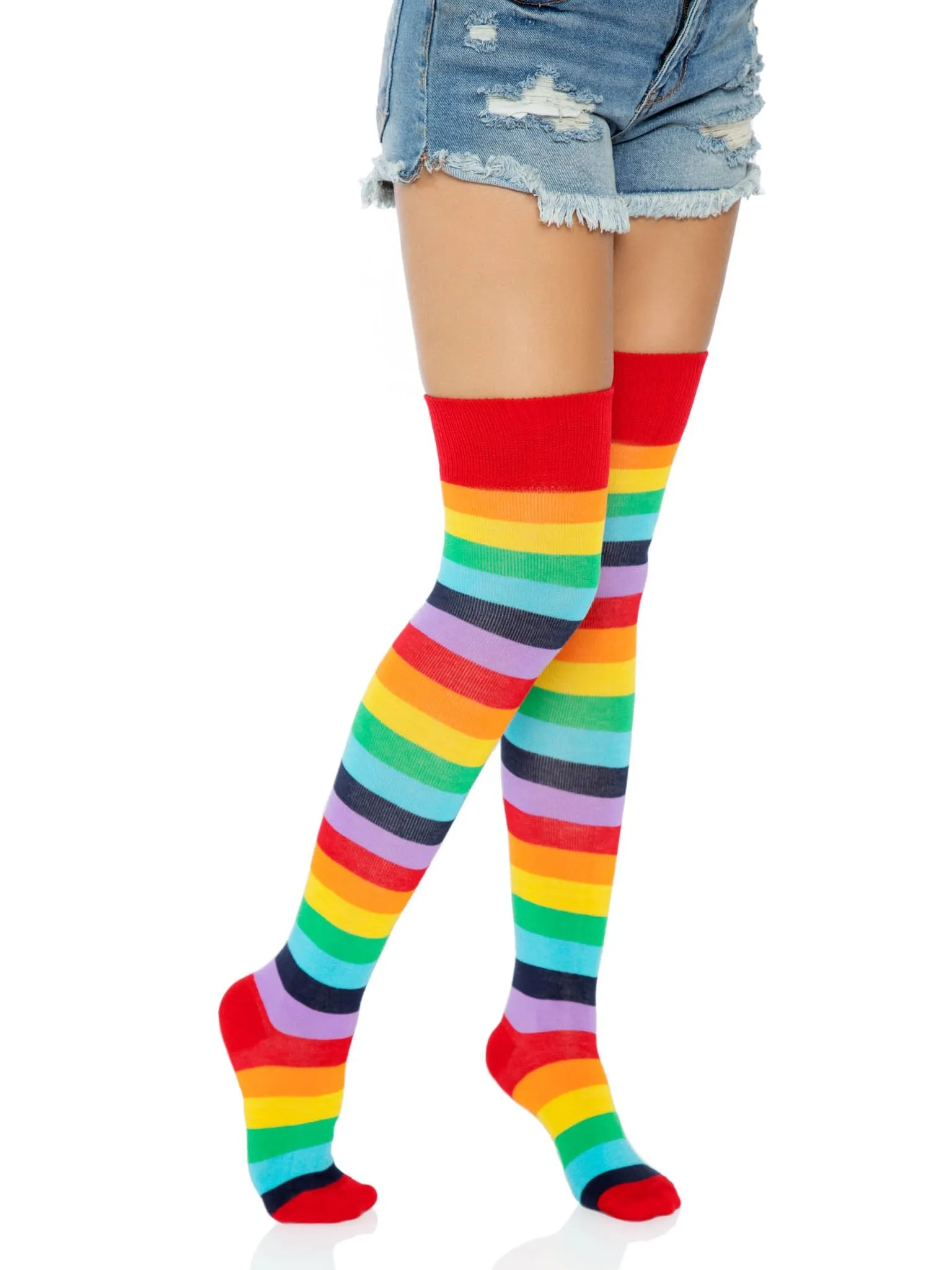 Cherry Rainbow Thigh High Socks