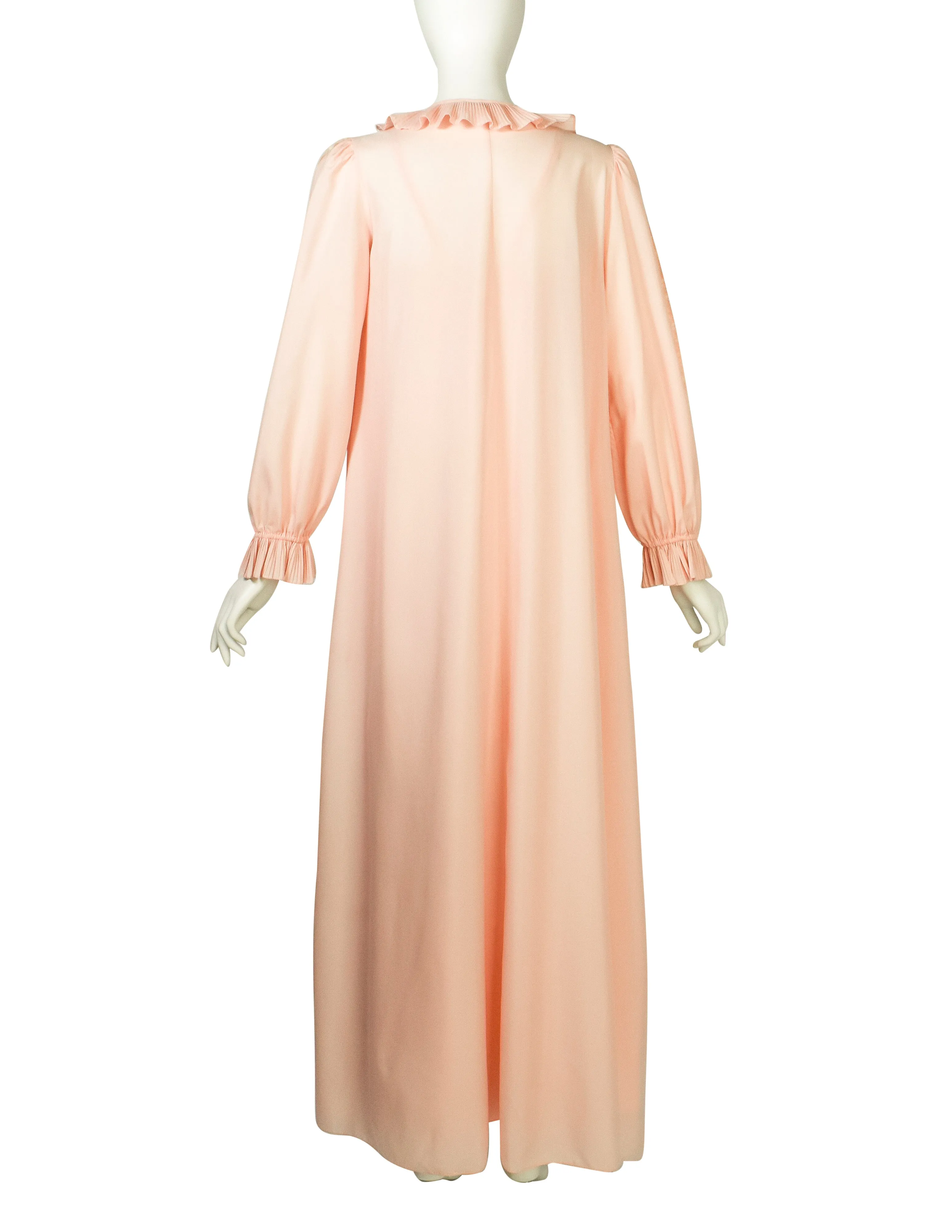 Chloe Vintage 1970s Baby Pink Slip Dress and Duster Robe Peignoir Ensemble Set