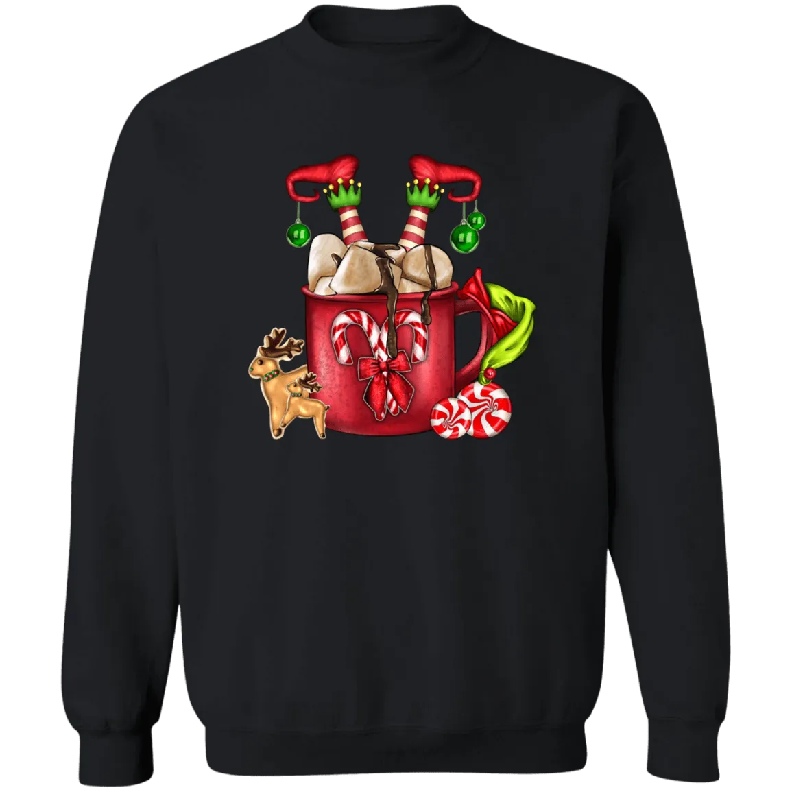 Coffee Cup Elf Crewneck Pullover Sweatshirt