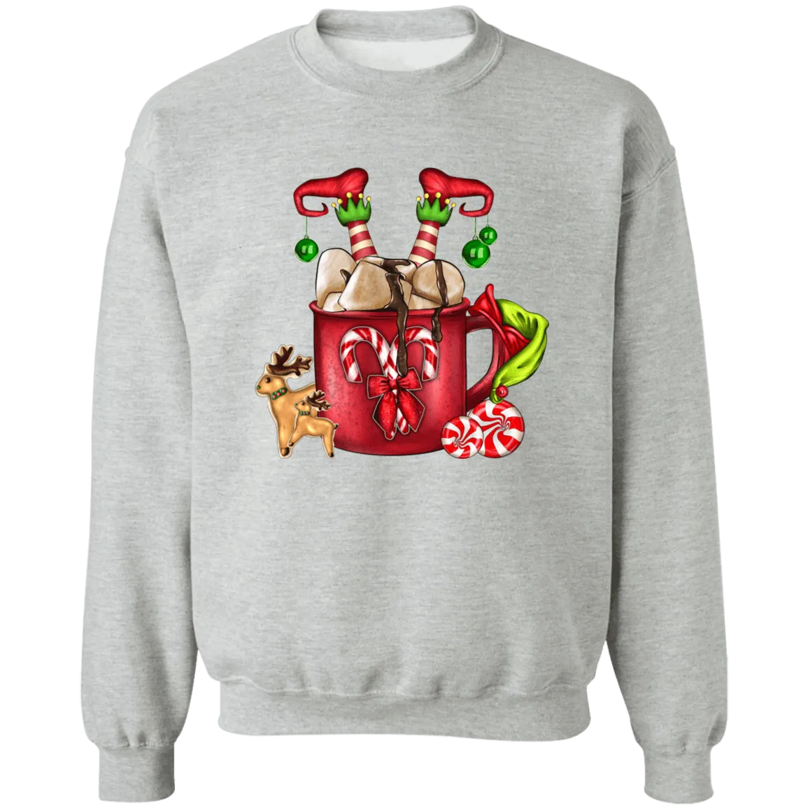 Coffee Cup Elf Crewneck Pullover Sweatshirt