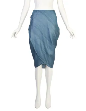 Costume National Vintage SS 1987 Cornflower Blue Silk Tulip Skirt