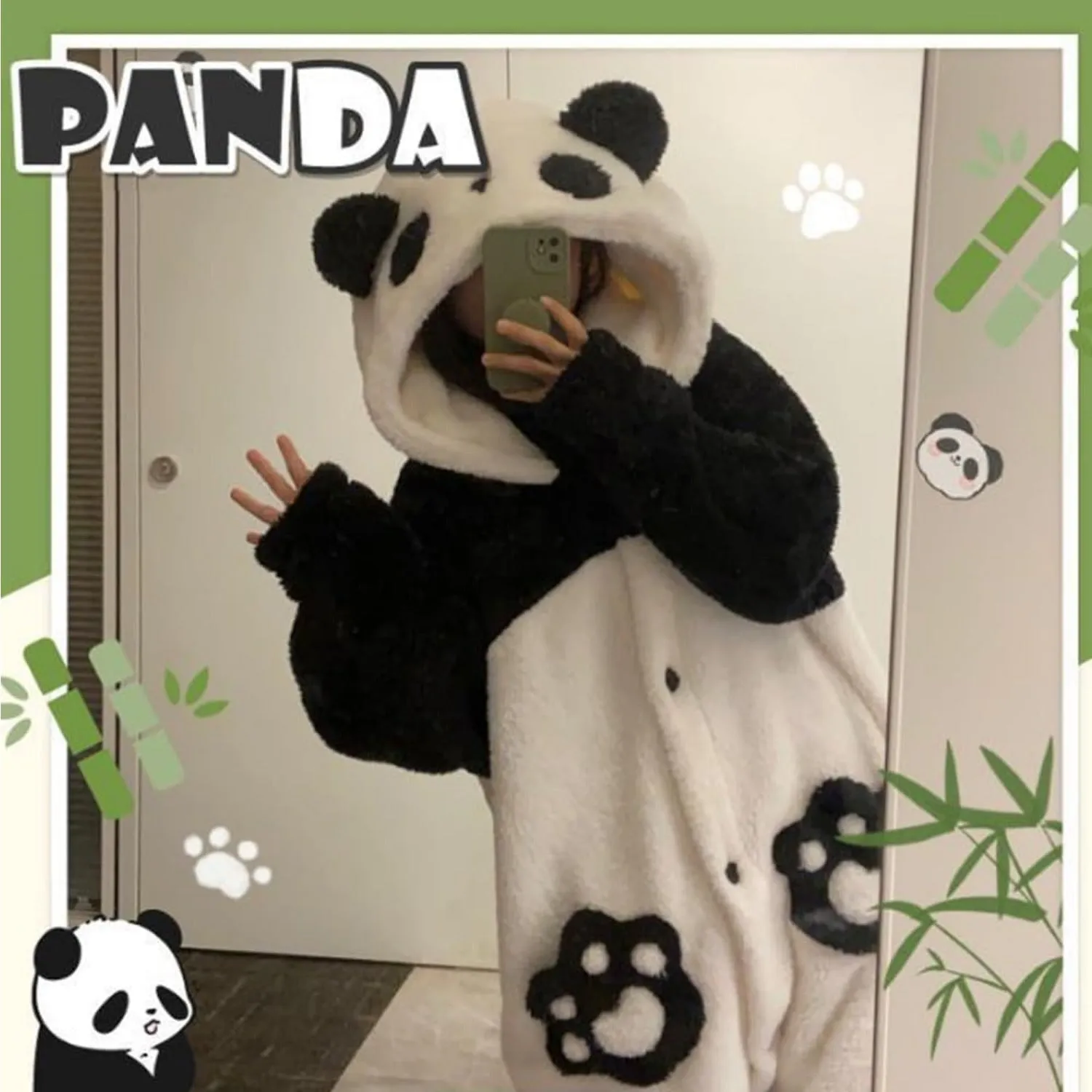 Cozy Panda Cartoon Wearable Blanket - Soft Flannel Hoodie with Sleeves, Thick Long Robe for Autumn/Winter Home Comfort