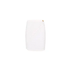 Crochet Knit Wrap Skirt - White