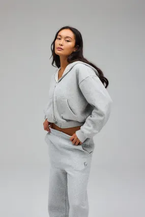 Cropped Zip Hoodie - Grey