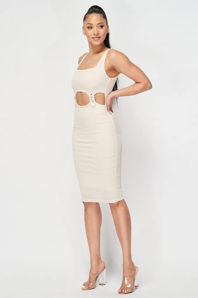 Cut-out Buckle Detail Bodycon Dress