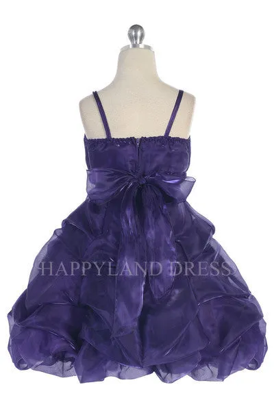 D3121 Satin with Organza Pinched and Puffed Dress (6 Diff. Colors)