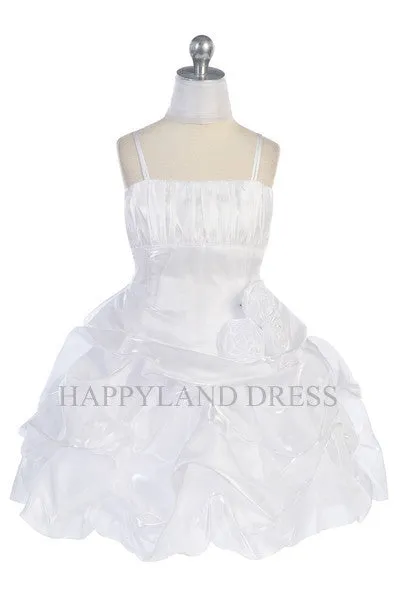 D3121 Satin with Organza Pinched and Puffed Dress (6 Diff. Colors)