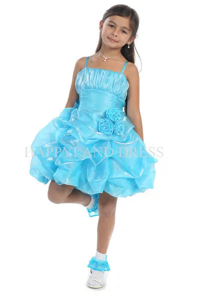 D3121 Satin with Organza Pinched and Puffed Dress (6 Diff. Colors)