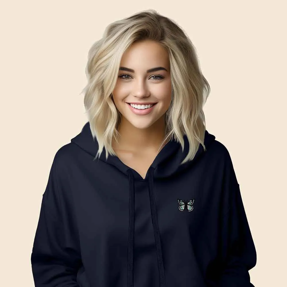 Dalix Butterfly Cropped Zip Hoodie