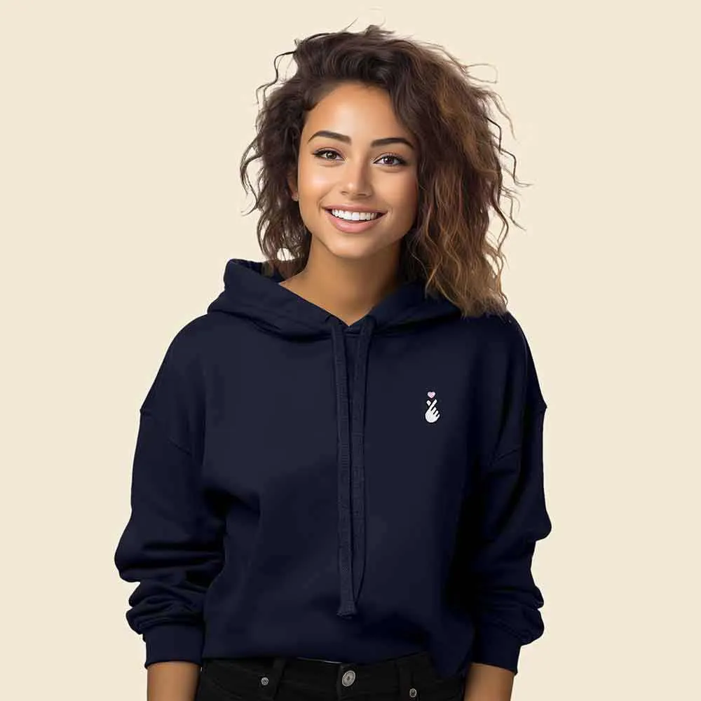 Dalix Snap Heart Cropped Hoodie