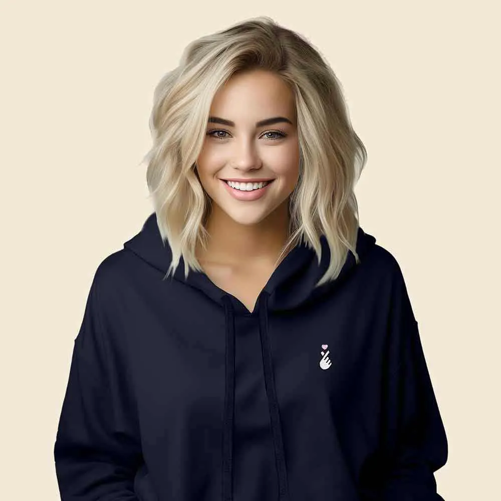 Dalix Snap Heart Cropped Hoodie