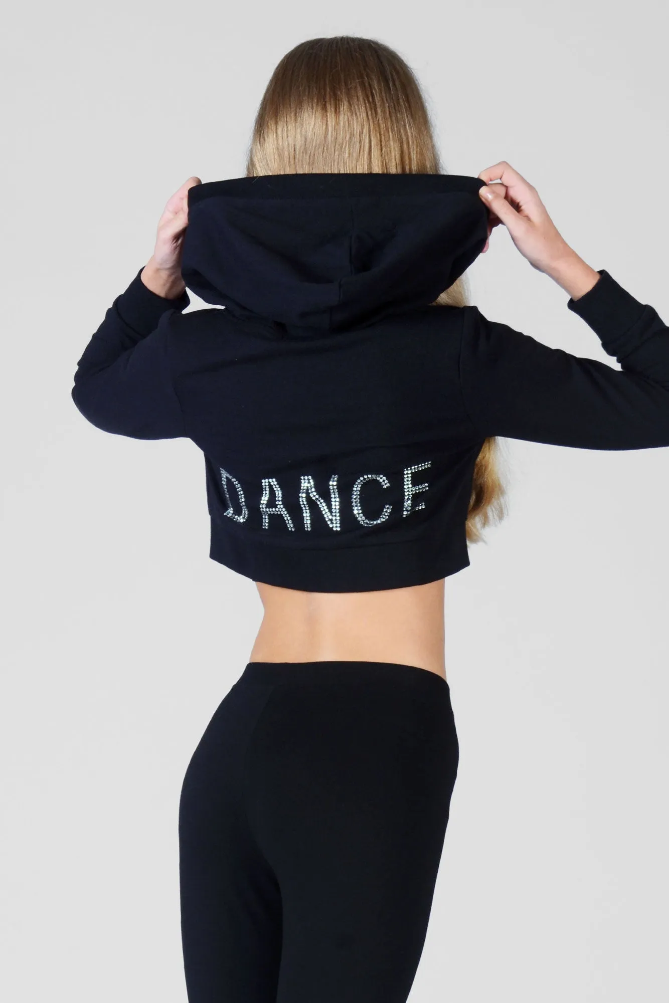 Diamante Crop Zip Hoodie