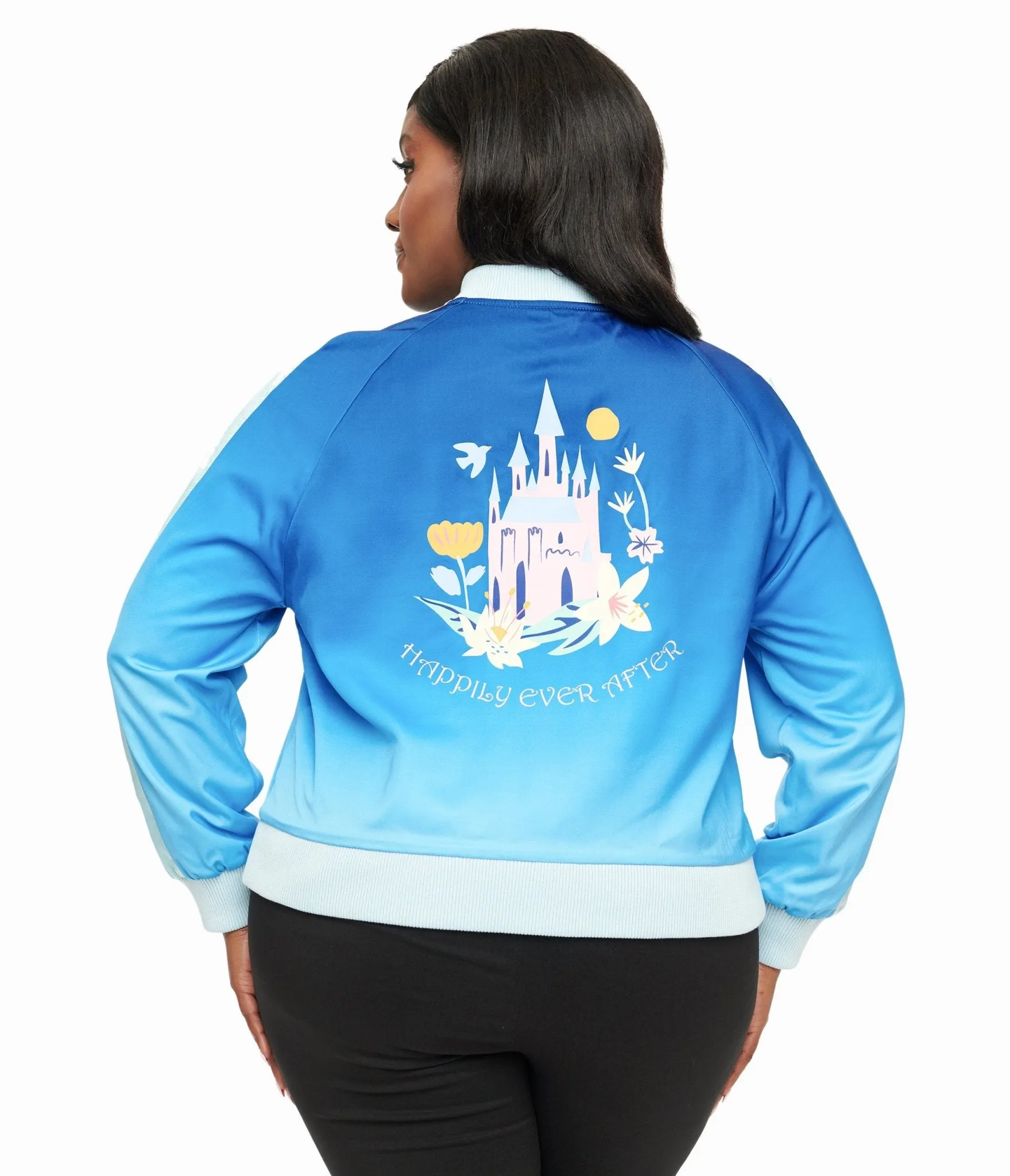 Disney Princess collection by Unique Vintage Plus Size Cinderella Blue Ombre Long Sleeve Bomber Jacket