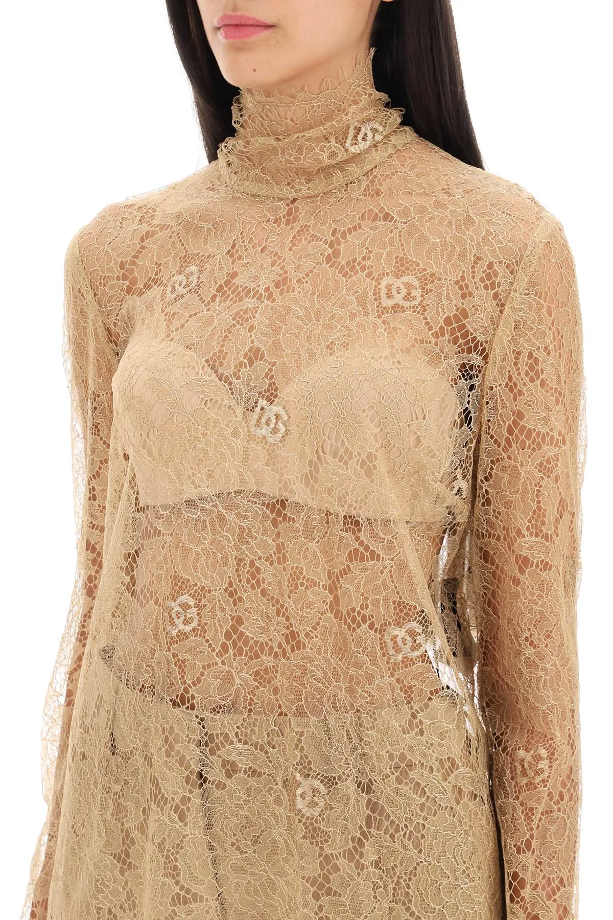 Dolce & Gabbana Blouse In Logoed Floral Lace