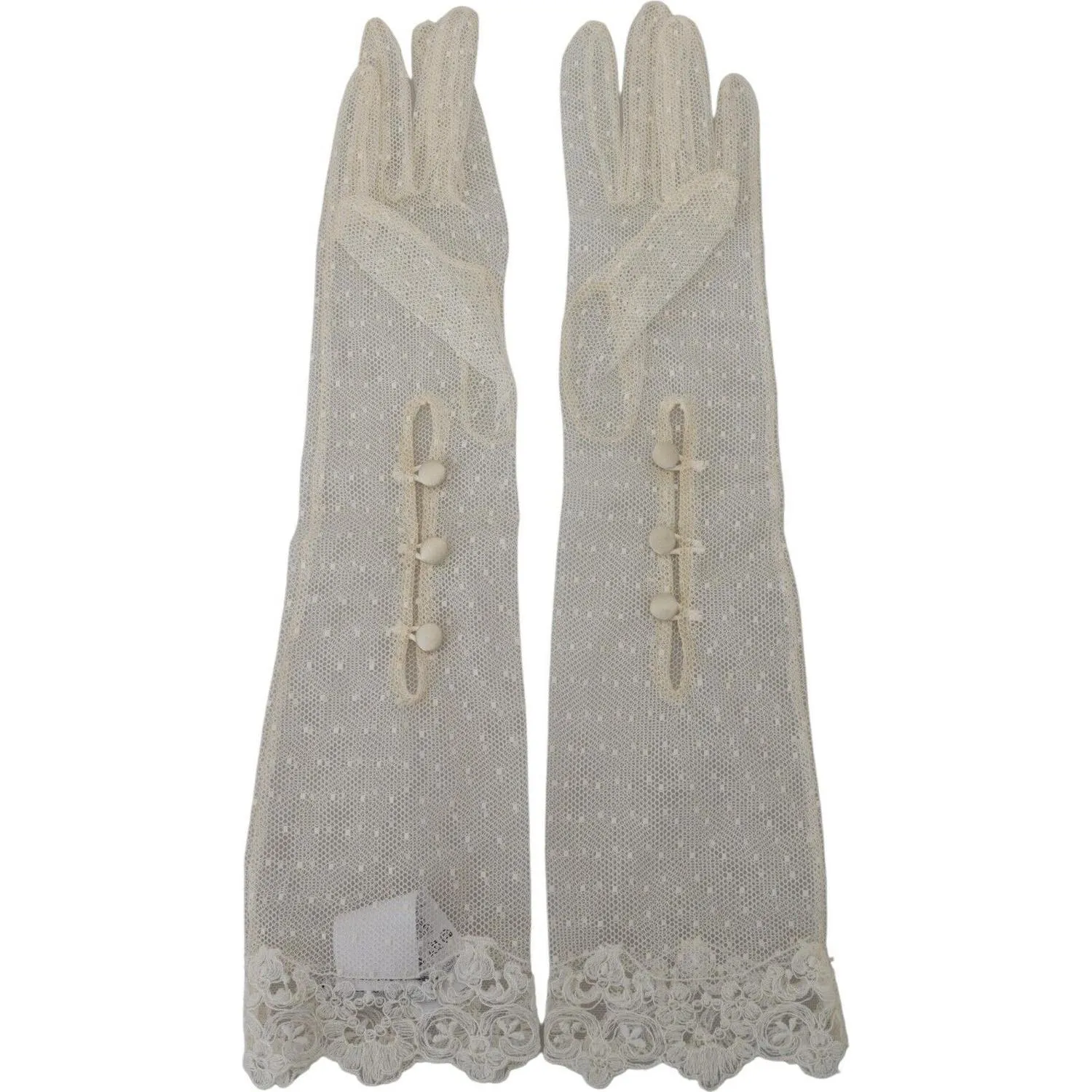 Dolce & Gabbana Elegant Elbow Length White Gloves