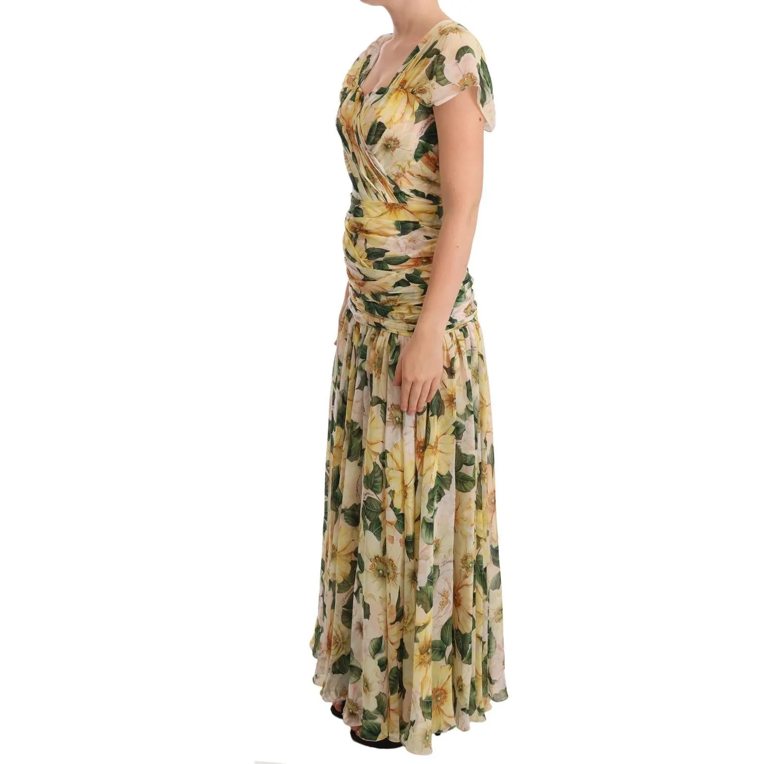 Dolce & Gabbana Floral Elegance Silk Pleated Maxi Dress