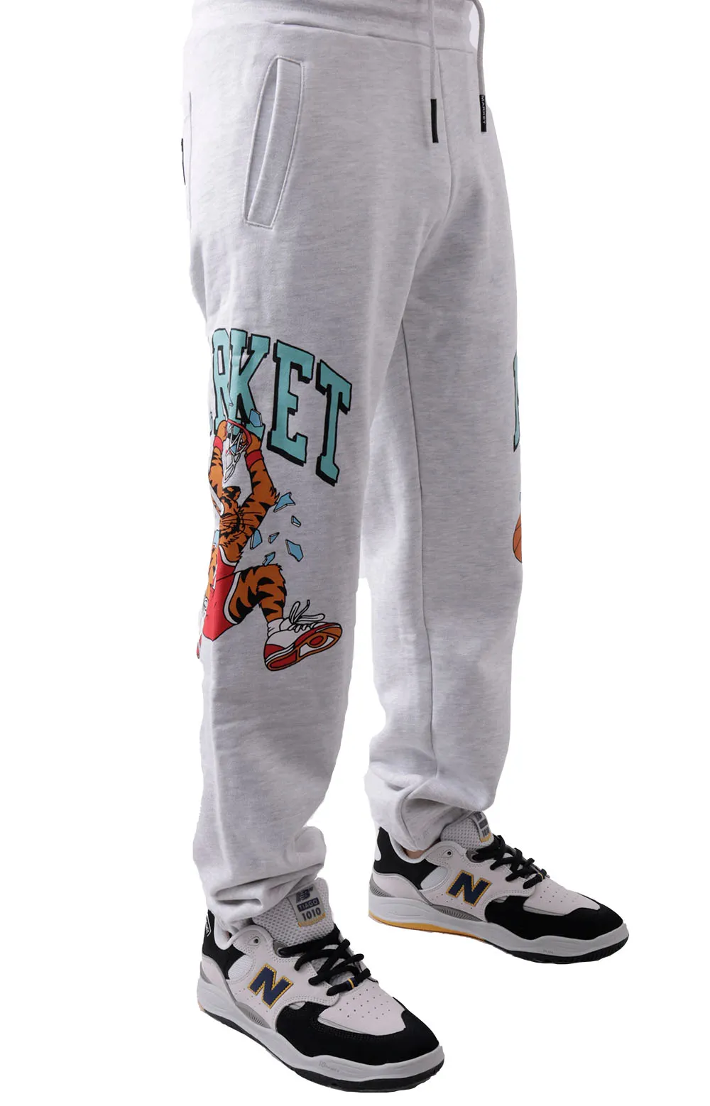 Dunking Cat Graphic Sweatpants - Ash