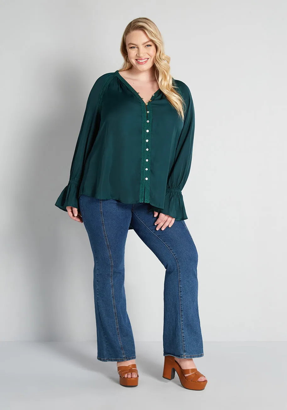 Emerald Isle Button-Up Tunic - Plus Size