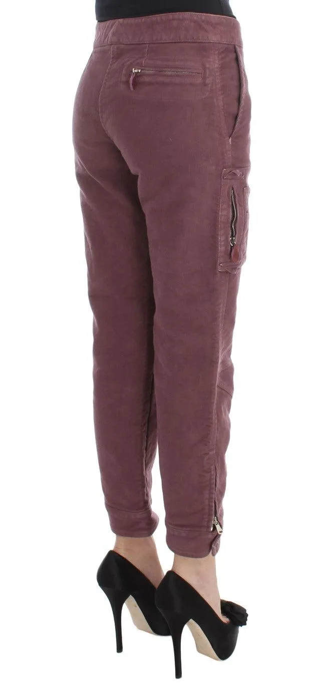 Ermanno Scervino Bordeaux Cotton Cropped Cargo Pants